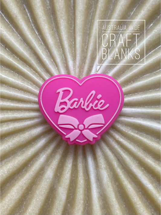 Barbie Heart/Bow -  Silicone Bead - #51