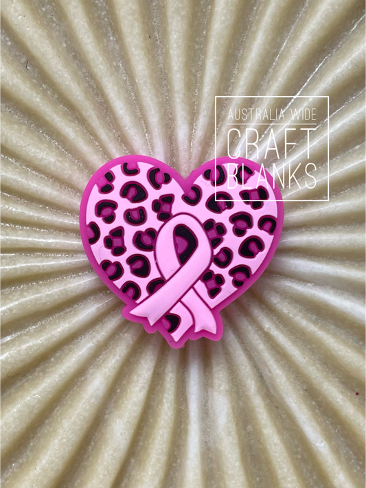 Breast Cancer Heart - Silicone Bead - #164