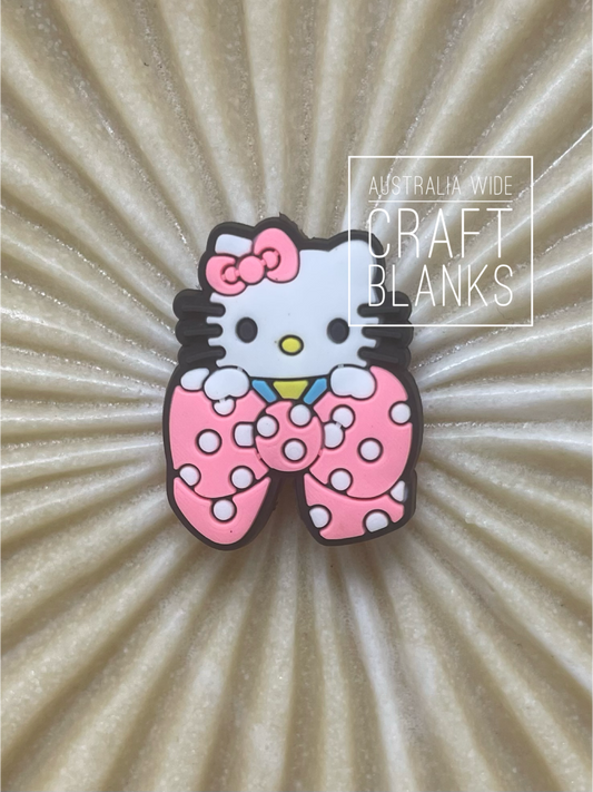 Kitty Pink Bow - Silicone Bead - #156