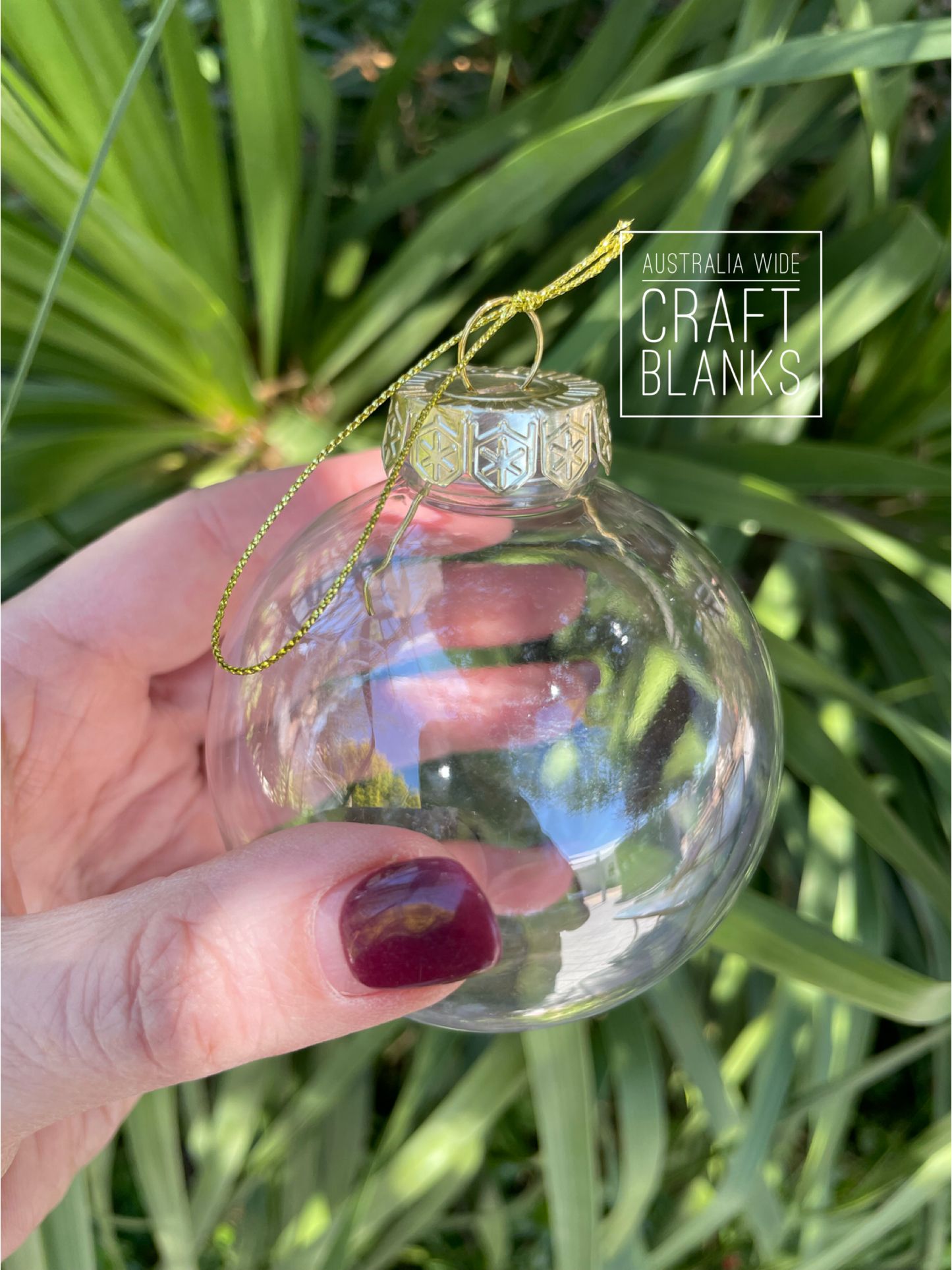 8cm Clear Bauble - Gold Top