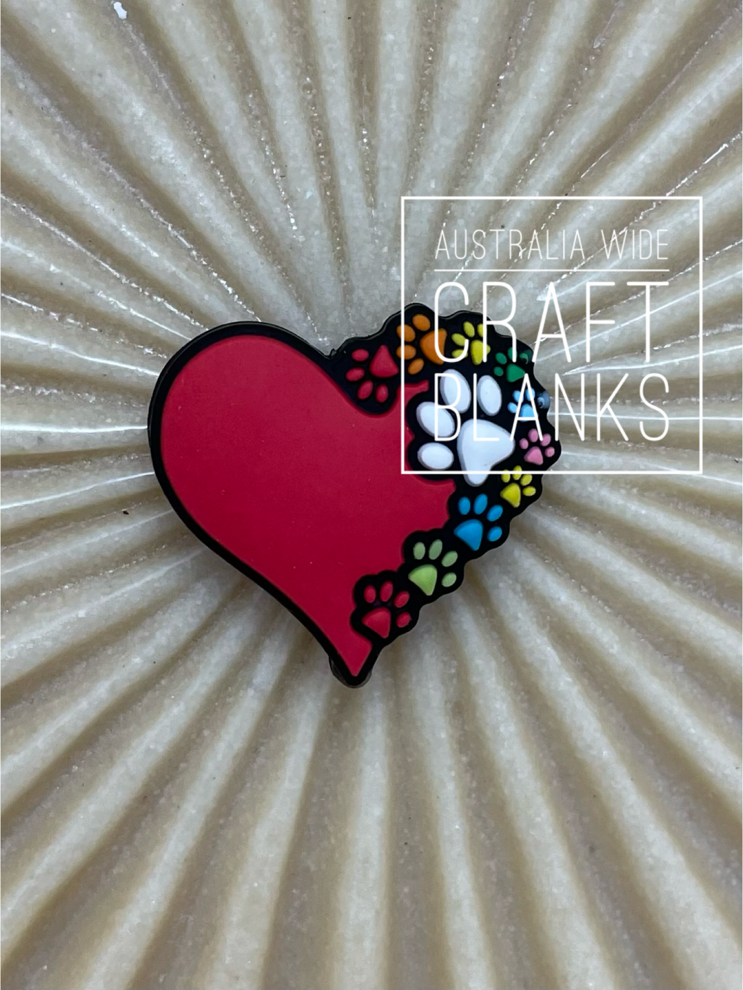 Paw Print Heart - Silicone Bead - #29