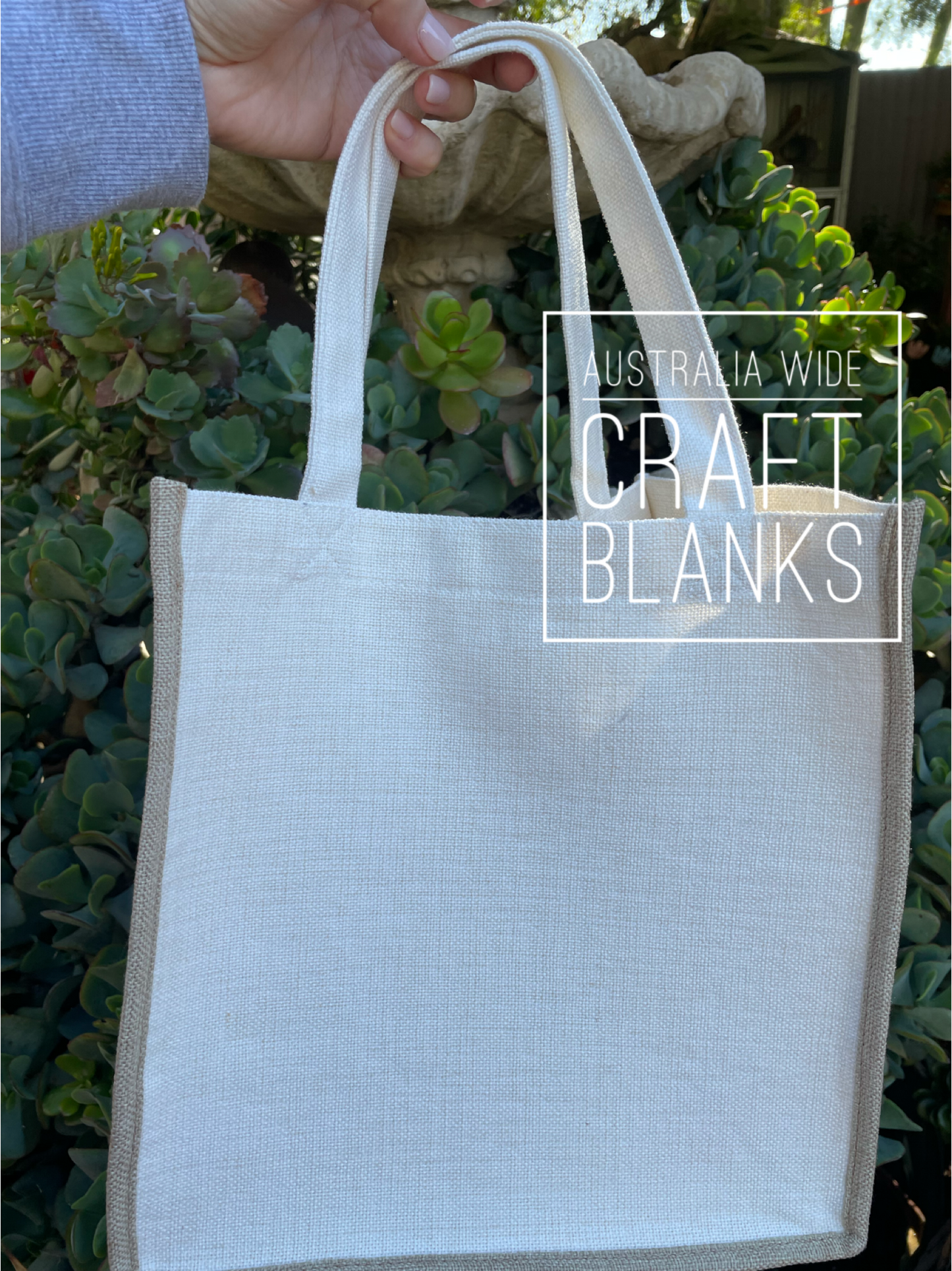 Linen Tote w/burlap trim