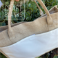 Burlap Tote w/print panel - Medium