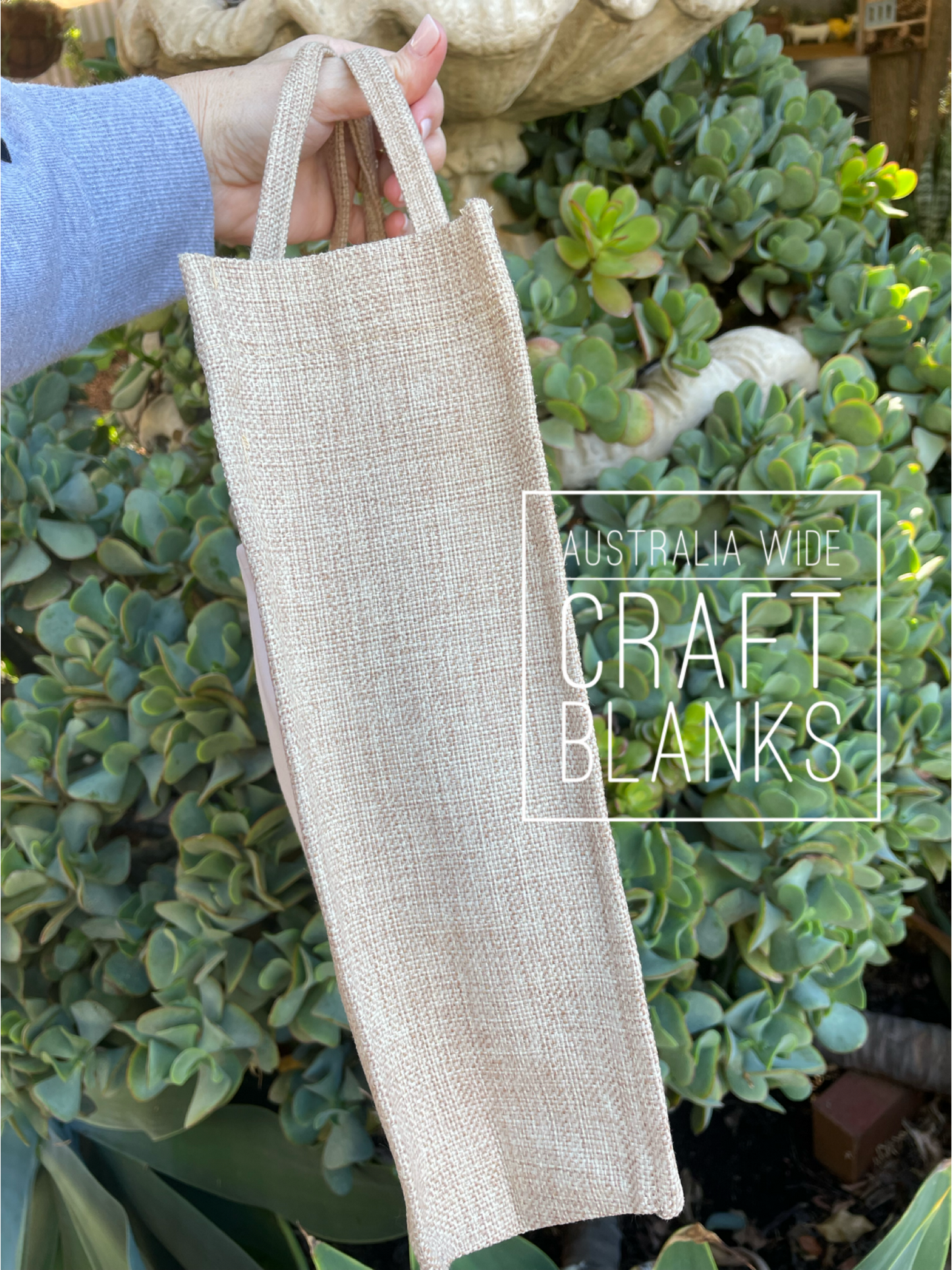 Burlap Tote w/print panel - Medium