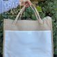 Burlap Tote w/print panel - Medium