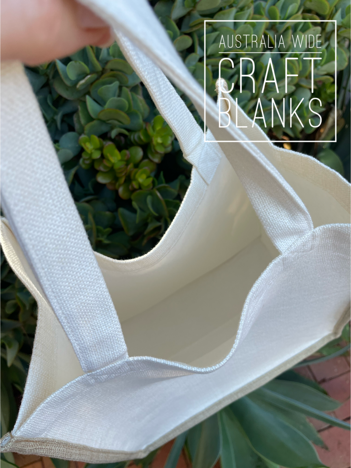 Linen Tote w/burlap trim